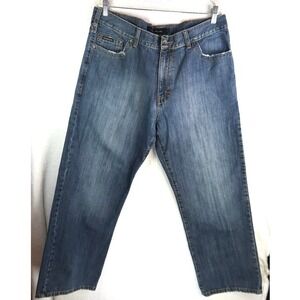Calvin Klein Jeans Mens 36 Dark Wash Blue Denim Baggy Jean 100% Cotton